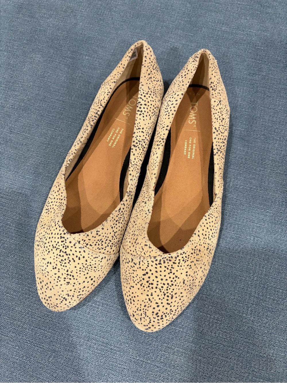 Toms Beige Speckled Pointed-Toe Suede Flats